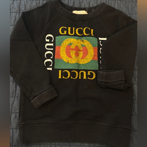 Gucci Black Sweatshirt with Multicolor Logo - Picture 1 of 1